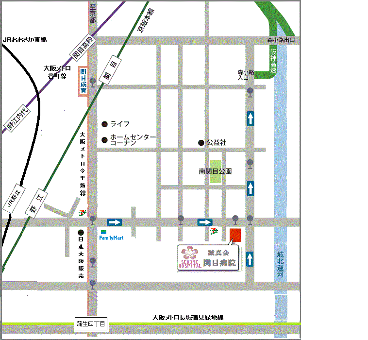 関目病院周辺地図